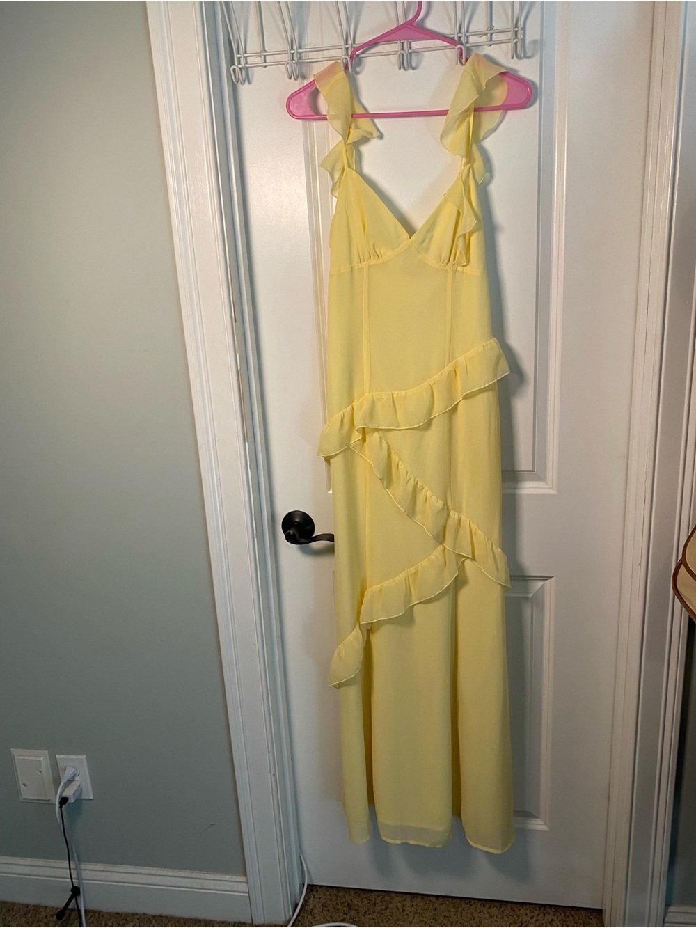 bp Yellow Ruffle-Trim Maxi Dress